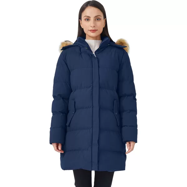 WenVen Womens Winter Casual Puffer Coat with Faux Fur Removeble Hood Blue MWenVen Womens Winter Casual Puffer Coat with Faux Fur Removeble Hood Blue M