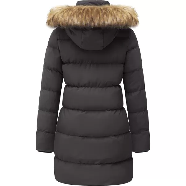 WenVen Womens Winter Long Puffer Coat Warm Jacket with Fur Hood Charcoal SWenVen Womens Winter Long Puffer Coat Warm Jacket with Fur Hood Charcoal S