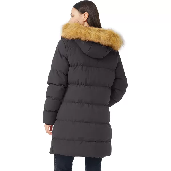 WenVen Womens Winter Long Puffer Coat Warm Jacket with Fur Hood Charcoal SWenVen Womens Winter Long Puffer Coat Warm Jacket with Fur Hood Charcoal S