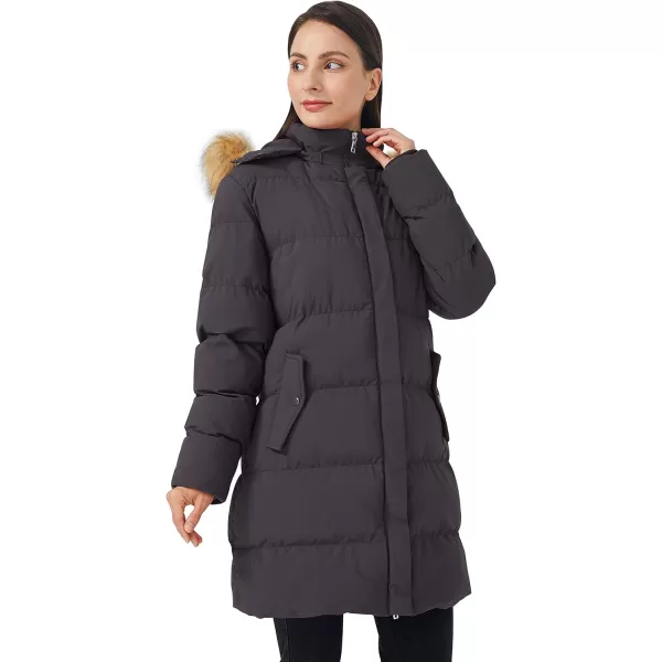 WenVen Womens Winter Long Puffer Coat Warm Jacket with Fur Hood Charcoal SWenVen Womens Winter Long Puffer Coat Warm Jacket with Fur Hood Charcoal S
