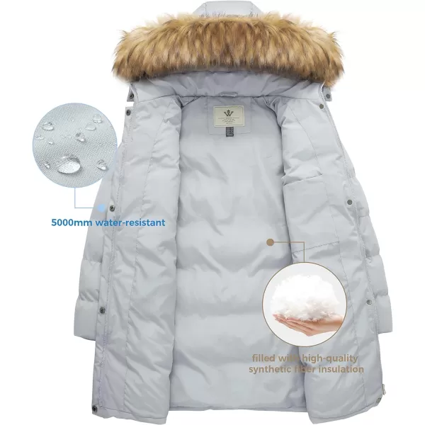 WenVen Womens Winter Mid Length Puffer Coat with Fur Removable Hood Grey 4XLWenVen Womens Winter Mid Length Puffer Coat with Fur Removable Hood Grey 4XL