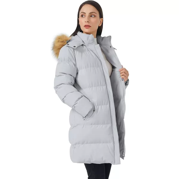 WenVen Womens Winter Mid Length Puffer Coat with Fur Removable Hood Grey 4XLWenVen Womens Winter Mid Length Puffer Coat with Fur Removable Hood Grey 4XL