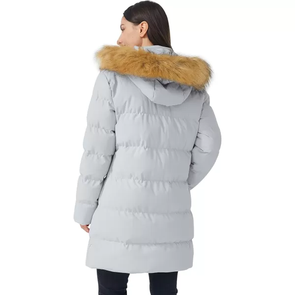 WenVen Womens Winter Mid Length Puffer Coat with Fur Removable Hood Grey SWenVen Womens Winter Mid Length Puffer Coat with Fur Removable Hood Grey S
