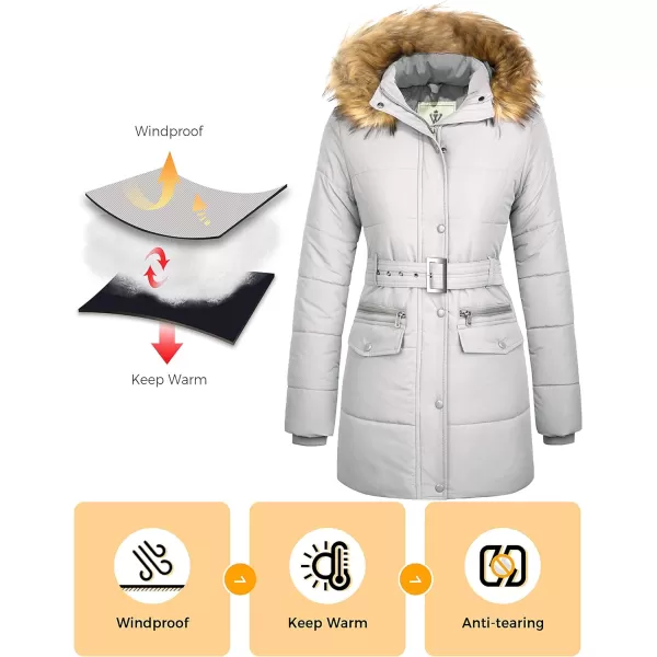 WenVen Womens Winter Quilted Parka Jacket with Fur HoodGrey MWenVen Womens Winter Quilted Parka Jacket with Fur HoodGrey M