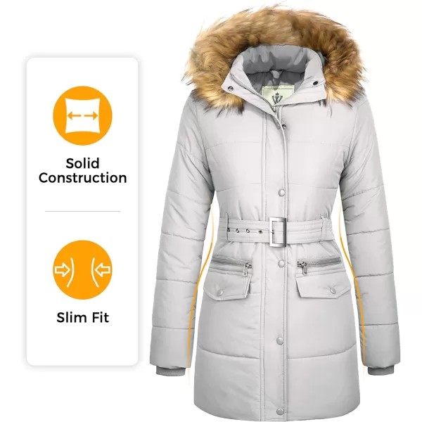 WenVen Womens Winter Quilted Parka Jacket with Fur HoodGrey MWenVen Womens Winter Quilted Parka Jacket with Fur HoodGrey M
