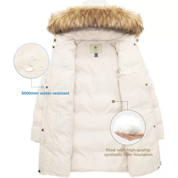 WenVen Womens Winter Thicken Puffer Coat Warm Jacket with Faux Fur Removable HoodBeige