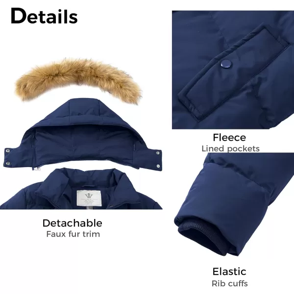 WenVen Womens Winter Thicken Puffer Coat Warm Jacket with Faux Fur Removable HoodBlue