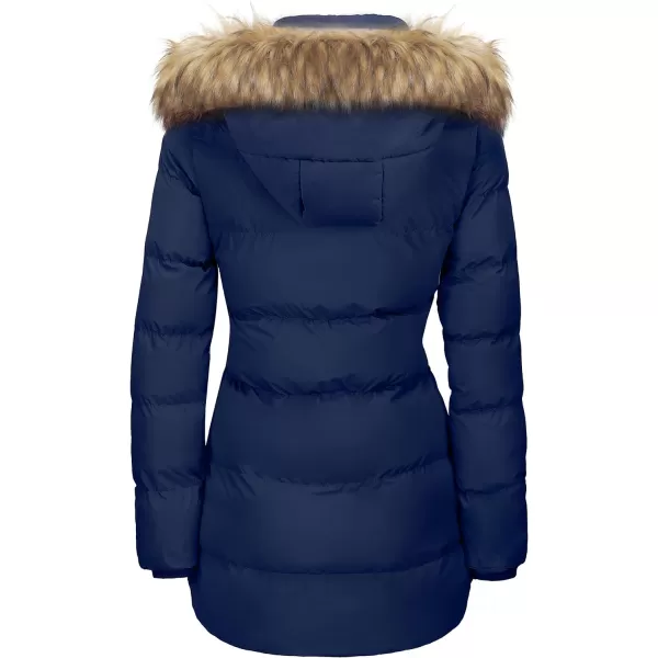 WenVen Womens Winter Thicken Puffer Coat Warm Jacket with Faux Fur Removable HoodBlue