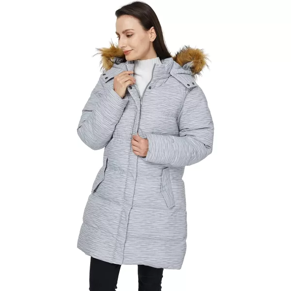 WenVen Womens Winter Thicken Puffer Coat Warm Jacket with Faux Fur Removable HoodCharcoal Heather