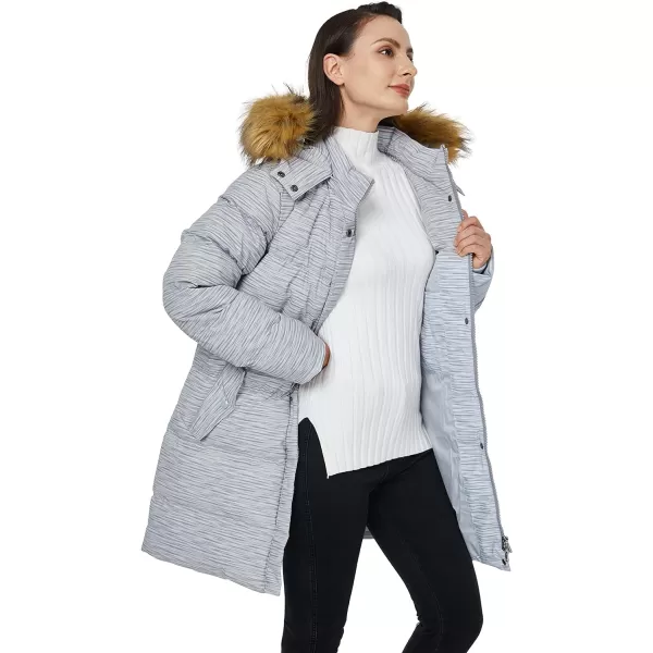 WenVen Womens Winter Thicken Puffer Coat Warm Jacket with Faux Fur Removable HoodCharcoal Heather