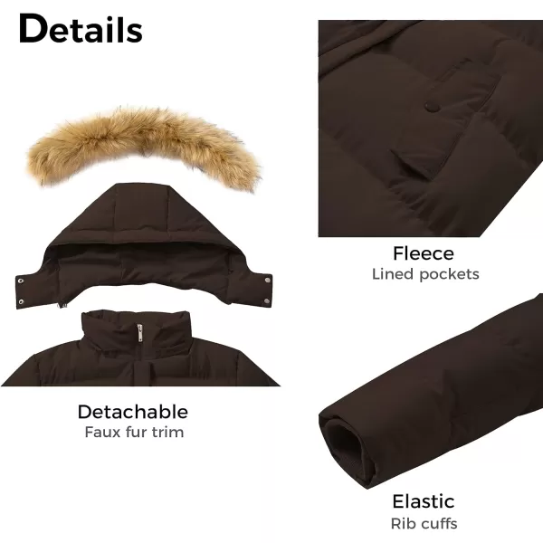 WenVen Womens Winter Thicken Puffer Coat Warm Jacket with Faux Fur Removable HoodCoffee
