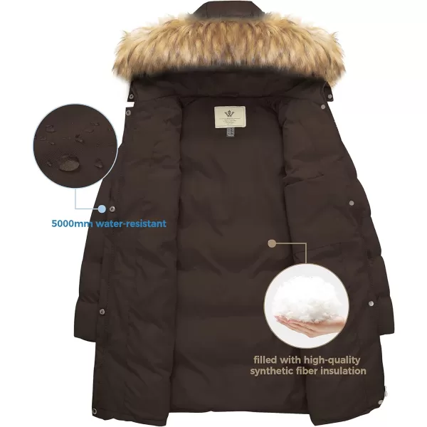 WenVen Womens Winter Thicken Puffer Coat Warm Jacket with Faux Fur Removable HoodCoffee