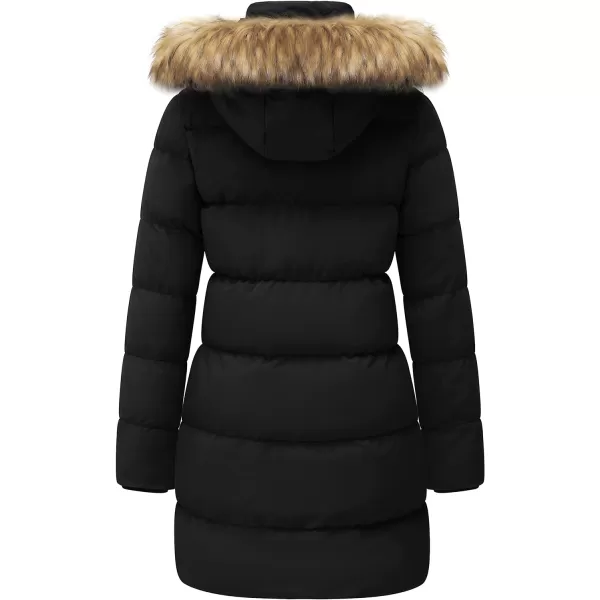 WenVen Womens Winter Thicken Puffer Coat Warm Jacket with Faux Fur Removable HoodDark Black