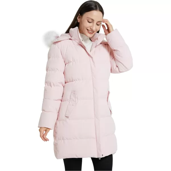 WenVen Womens Winter Thicken Puffer Coat Warm Jacket with Faux Fur Removable HoodPink