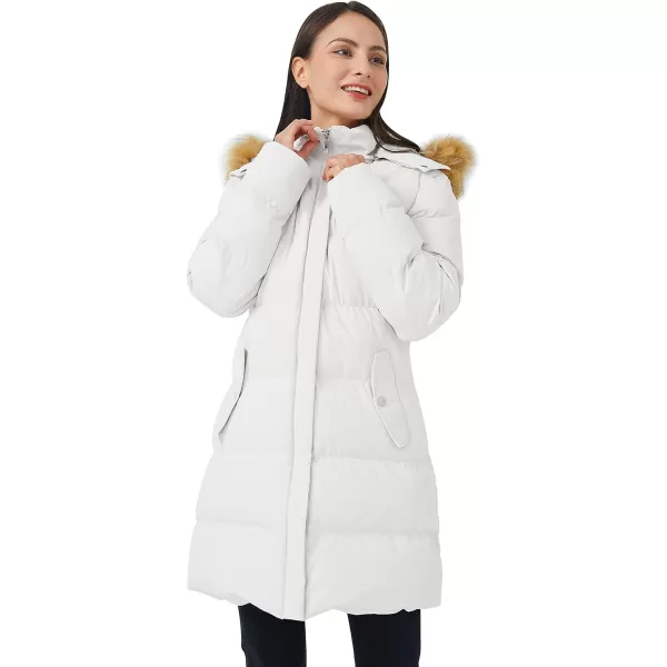 WenVen Womens Winter Thicken Puffer Coat Warm Jacket with Fur Hood White 2XLWenVen Womens Winter Thicken Puffer Coat Warm Jacket with Fur Hood White 2XL
