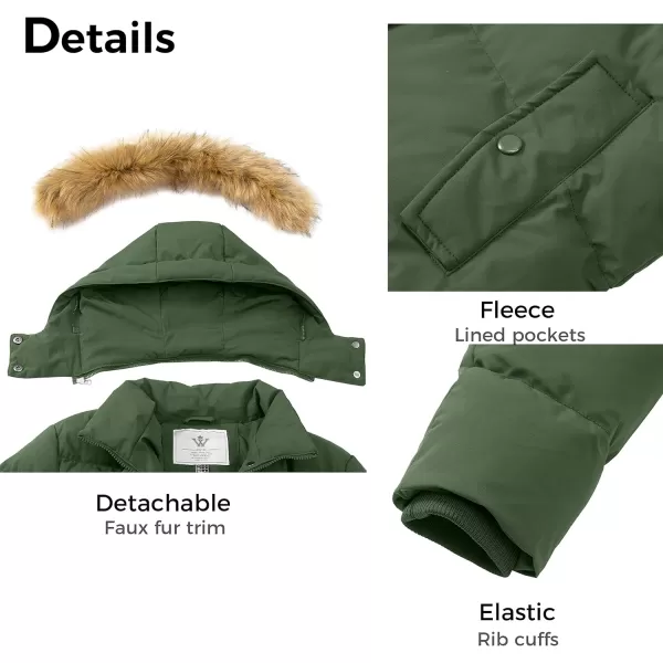 WenVen Womens Winter Thicken Puffer Coat with Fur Trim Hood Army Green 2XLWenVen Womens Winter Thicken Puffer Coat with Fur Trim Hood Army Green 2XL