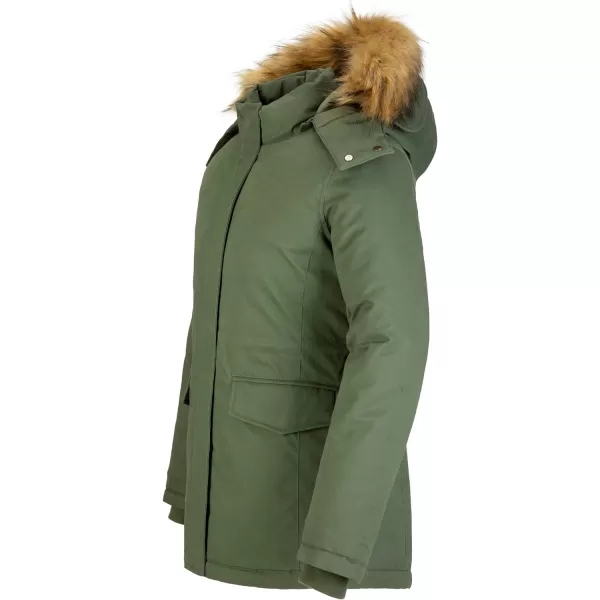 WenVen Womens Winter Thickened Warm Mid Length Parka Jacket Windproof and Waterproof Coat With a Detachable Fur HatArmy Green