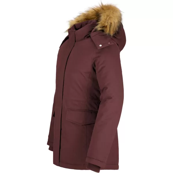 WenVen Womens Winter Thickened Warm Mid Length Parka Jacket Windproof and Waterproof Coat With a Detachable Fur HatRed