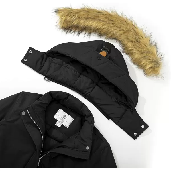 WenVen Womens Winter Thickened Warm Mid Length Parka Jacket Windproof and Waterproof Coat With a Detachable Fur HatWenVen Womens Winter Thickened Warm Mid Length Parka Jacket Windproof and Waterproof Coat With a Detachable Fur Hat