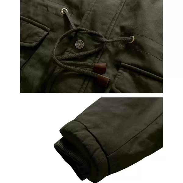 WenVen Womens Winter Warm Jacket Sherpa Lining Casual Cotton Coat Slim Fit JacketArmy Green