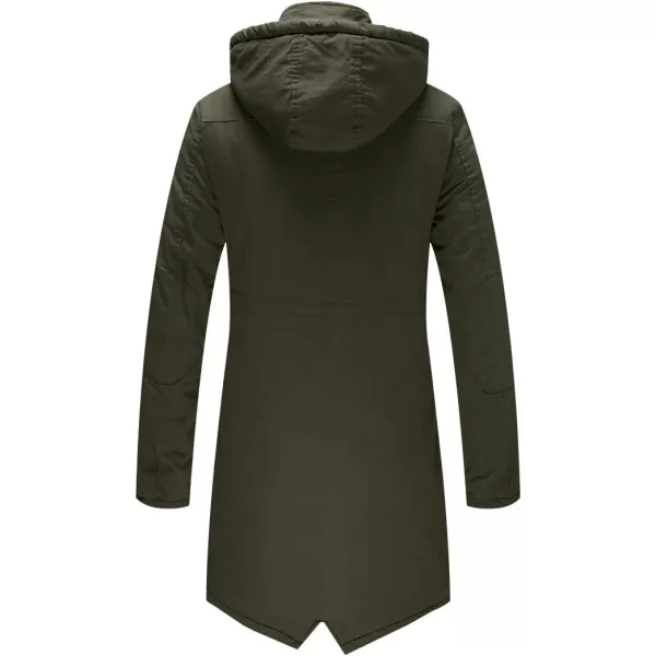 WenVen Womens Winter Warm Jacket Sherpa Lining Casual Cotton Coat Slim Fit JacketArmy Green