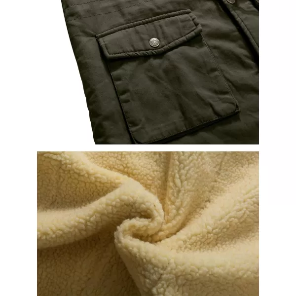 WenVen Womens Winter Warm Jacket Sherpa Lining Casual Cotton Coat Slim Fit JacketArmy Green