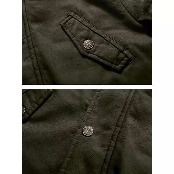 WenVen Womens Winter Warm Jacket Sherpa Lining Casual Cotton Coat Slim Fit JacketArmy Green