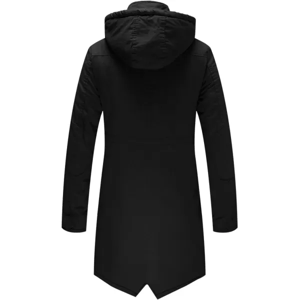 WenVen Womens Winter Warm Jacket Sherpa Lining Casual Cotton Coat Slim Fit JacketBlack