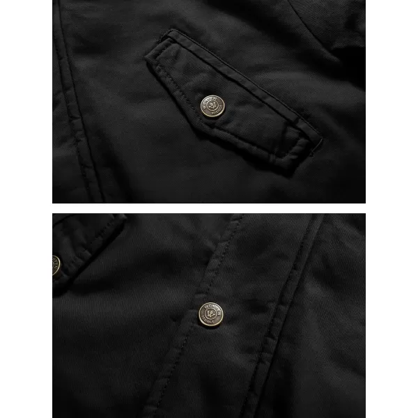 WenVen Womens Winter Warm Jacket Sherpa Lining Casual Cotton Coat Slim Fit JacketBlack