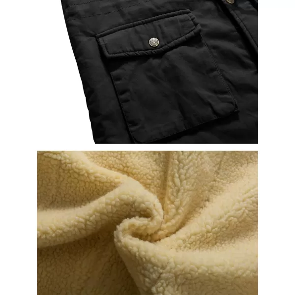 WenVen Womens Winter Warm Jacket Sherpa Lining Casual Cotton Coat Slim Fit JacketBlack
