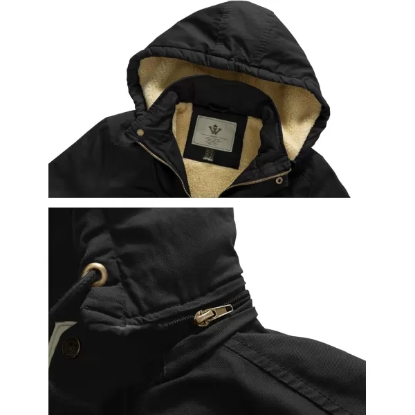 WenVen Womens Winter Warm Jacket Sherpa Lining Casual Cotton Coat Slim Fit JacketBlack