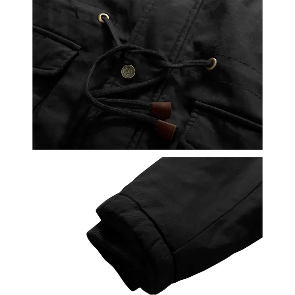 WenVen Womens Winter Warm Jacket Sherpa Lining Casual Cotton Coat Slim Fit JacketBlack
