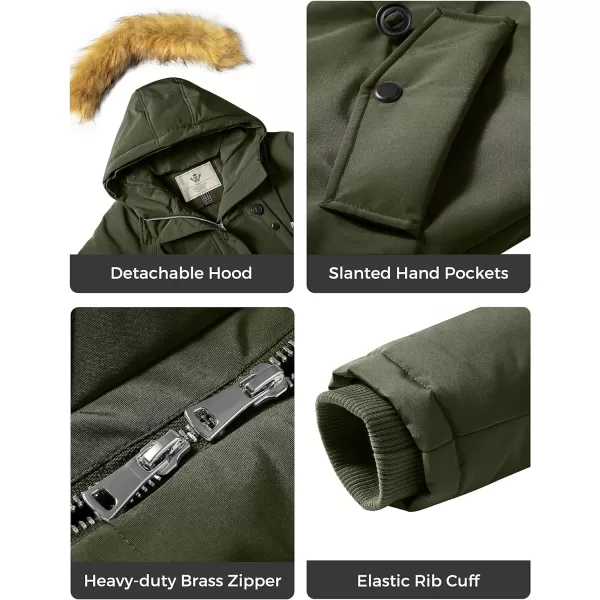 WenVen Womens Winter Waterproof Thicken Puffer Jacket Parka Coat with Fur HoodArmy Green