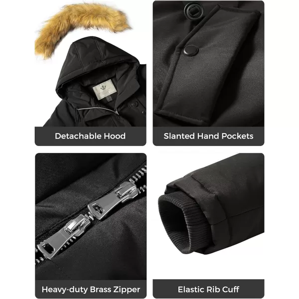 WenVen Womens Winter Waterproof Thicken Puffer Jacket Parka Coat with Fur HoodBlack