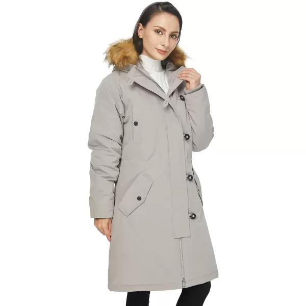 WenVen Womens Winter Waterproof Thicken Puffer Jacket Parka Coat with Fur HoodLight Grey