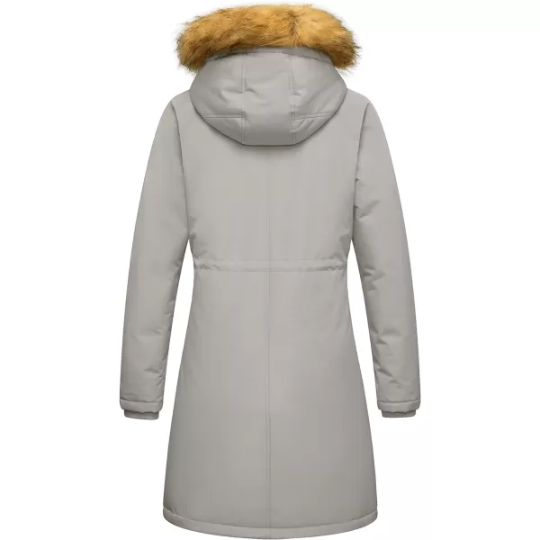 WenVen Womens Winter Waterproof Thicken Puffer Jacket Parka Coat with Fur HoodLight Grey