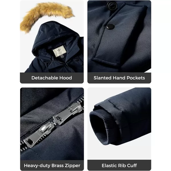 WenVen Womens Winter Waterproof Thicken Puffer Jacket Parka Coat with Fur HoodNavy