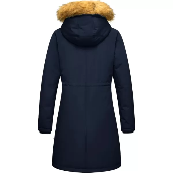 WenVen Womens Winter Waterproof Thicken Puffer Jacket Parka Coat with Fur HoodNavy