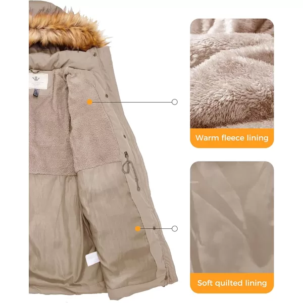 WenVen Womens Winter Waterproof Thickened Puffer Parka Coat with Fur HoodCamel