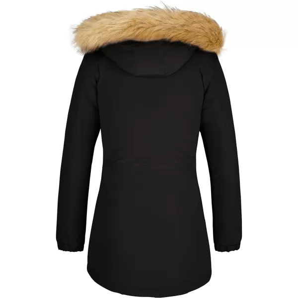 WenVen Womens Winter Waterproof Warm Parka Jacket with Detachable Fur HoodBlack