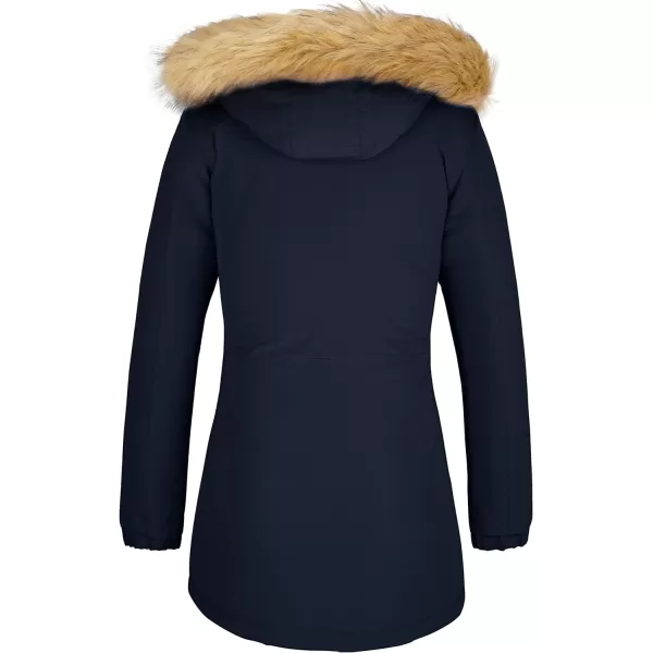 WenVen Womens Winter Waterproof Warm Parka Jacket with Detachable Fur HoodNavy