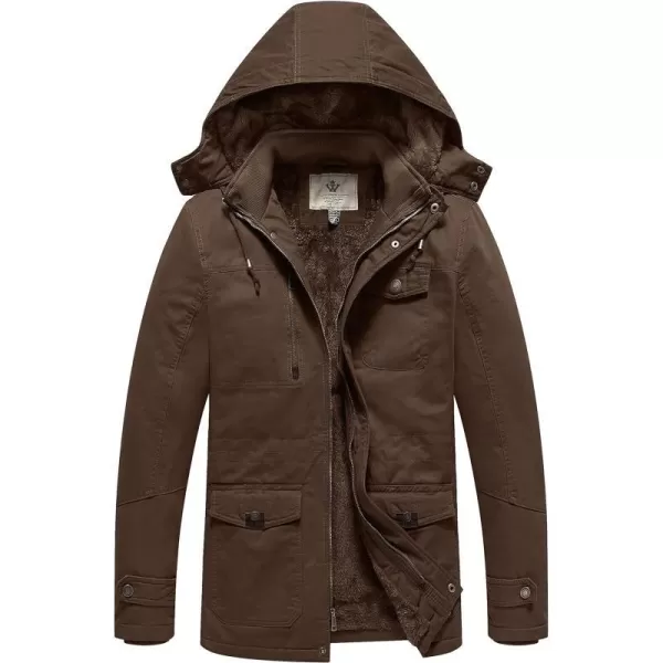 WenVen Mens Winter Thicken Cotton Parka Jacket Warm Coat with Removable HoodCoffee