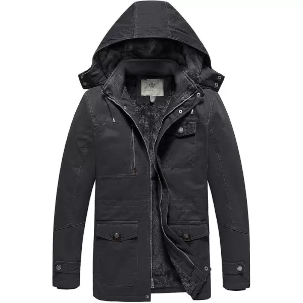 WenVen Mens Winter Thicken Cotton Parka Jacket Warm Coat with Removable HoodGrey