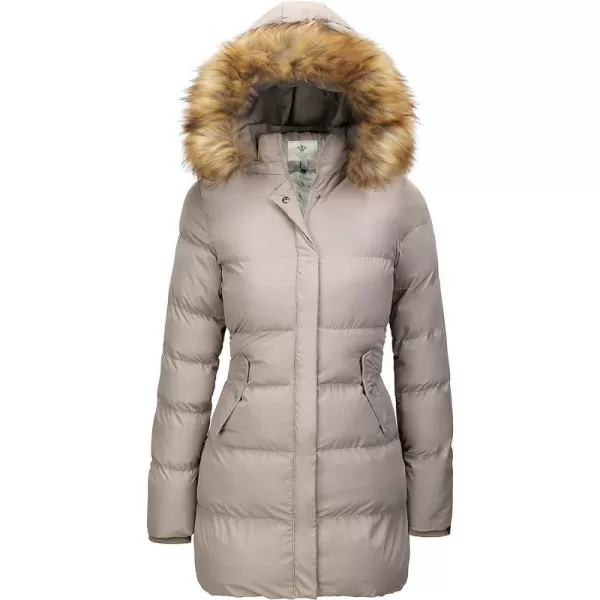 WenVen Womens HipLength Warm Winter Padded Coat Puffer Jacket KhakiLWenVen Womens HipLength Warm Winter Padded Coat Puffer Jacket KhakiL