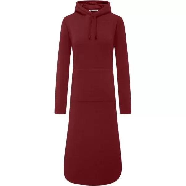 WenVen Womens Long Hoodie Dress Thicken Fleece Lined Pullover SweatshirtClaret