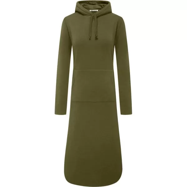 WenVen Womens Long Hoodie Dress Thicken Fleece Lined Pullover SweatshirtDark Green