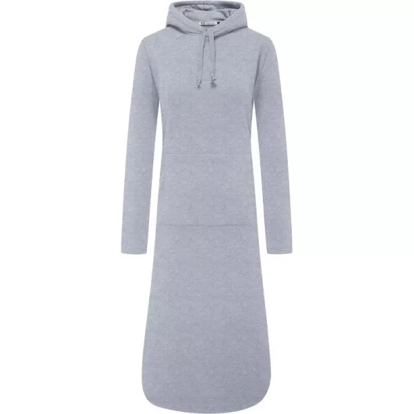 WenVen Womens Long Hoodie Dress Thicken Fleece Lined Pullover SweatshirtLight Grey