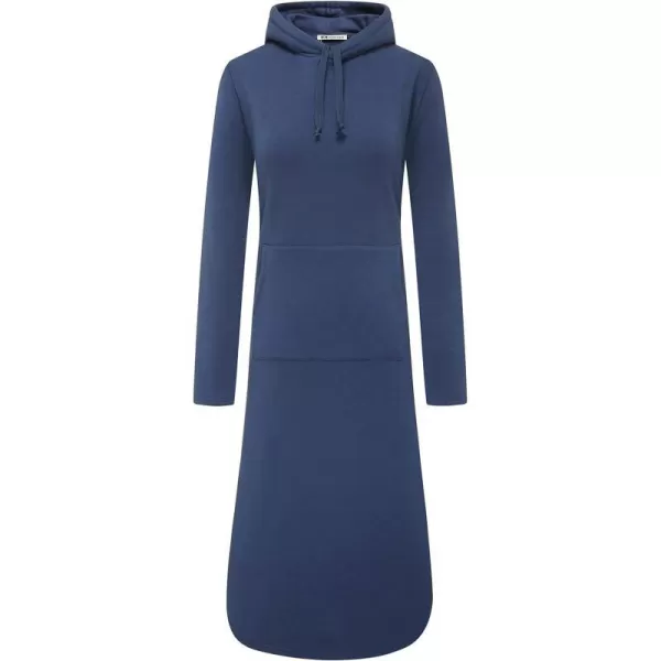 WenVen Womens Long Hoodie Dress Thicken Fleece Lined Pullover SweatshirtNavy