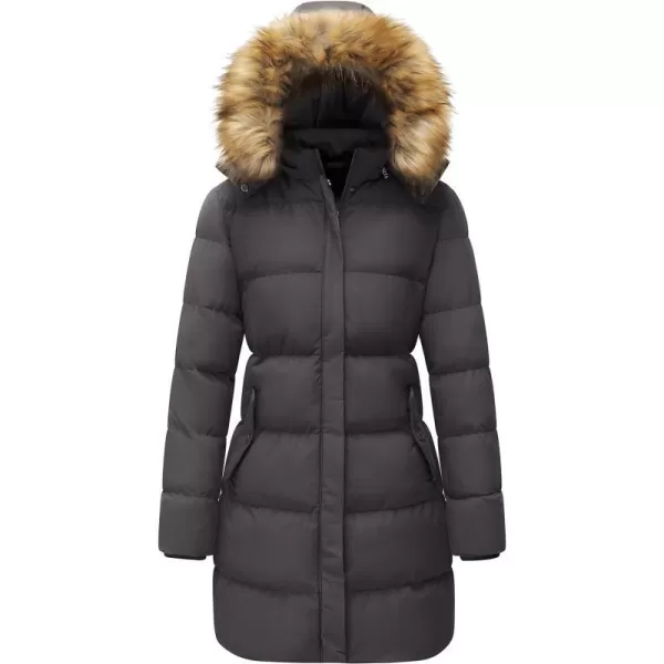 WenVen Womens Winter Long Puffer Coat Warm Jacket with Fur Hood Charcoal SWenVen Womens Winter Long Puffer Coat Warm Jacket with Fur Hood Charcoal S