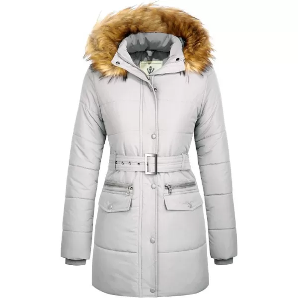 WenVen Womens Winter Quilted Parka Jacket with Fur HoodGrey MWenVen Womens Winter Quilted Parka Jacket with Fur HoodGrey M